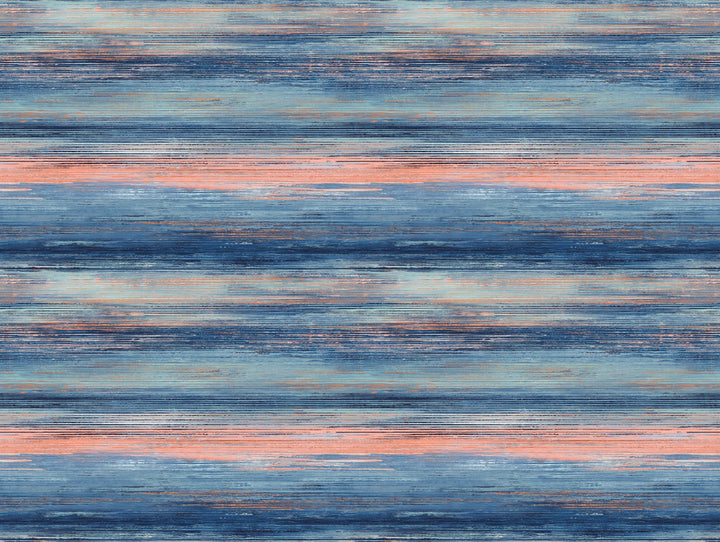 Sunset Stripes Fabric Blueberry and Vermillion Orange by Seabrook Wallpaper Living with Art United States 13.5 20.87" 3" - Fabric Carolina -