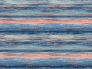 Sunset Stripes Fabric Blueberry and Vermillion Orange by Seabrook Wallpaper