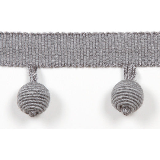 Le Lin Beaded Fringe Battleship by Europatex Designer Fabric Le Lin Collection 63% Linen / 37% Rayon China See Sample Horizontal: N/A and Vertical: N/A 1.46 inches  - Swanky Fabrics -