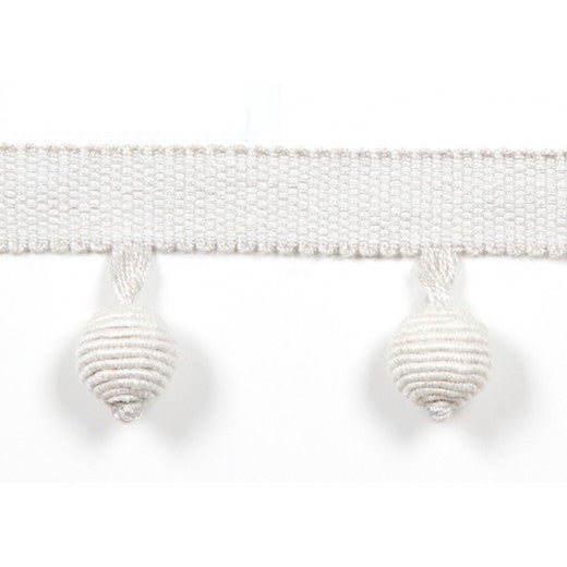 Le Lin Beaded Fringe Dove by Europatex Designer Fabric Le Lin Collection 63% Linen / 37% Rayon China See Sample Horizontal: N/A and Vertical: N/A 1.46 inches  - Swanky Fabrics -
