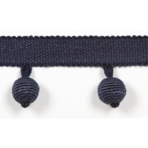 Le Lin Beaded Fringe Navy by Europatex Fabric