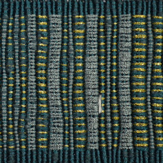 Legacy Tape Emerald by Europatex Designer Fabric Legacy 64% Cotton / 26% Rayon / 5% Linen / 5% Metallic yarns China See Sample Horizontal: N/A and Vertical: N/A 2.50 inches  - Swanky Fabrics -