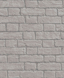 Gordan Grey Painted Metallic Brick Wallpaper by Brewster