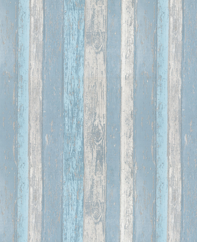 Cannon Blue Distressed Wood Wallpaper by Brewster CWV Covers about 56.4 square feet 20.5-in by 33-ft long roll Unpasted 25.2 - Fabric Carolina -