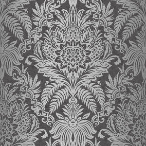 Signature Charcoal Damask Wallpaper by Crown