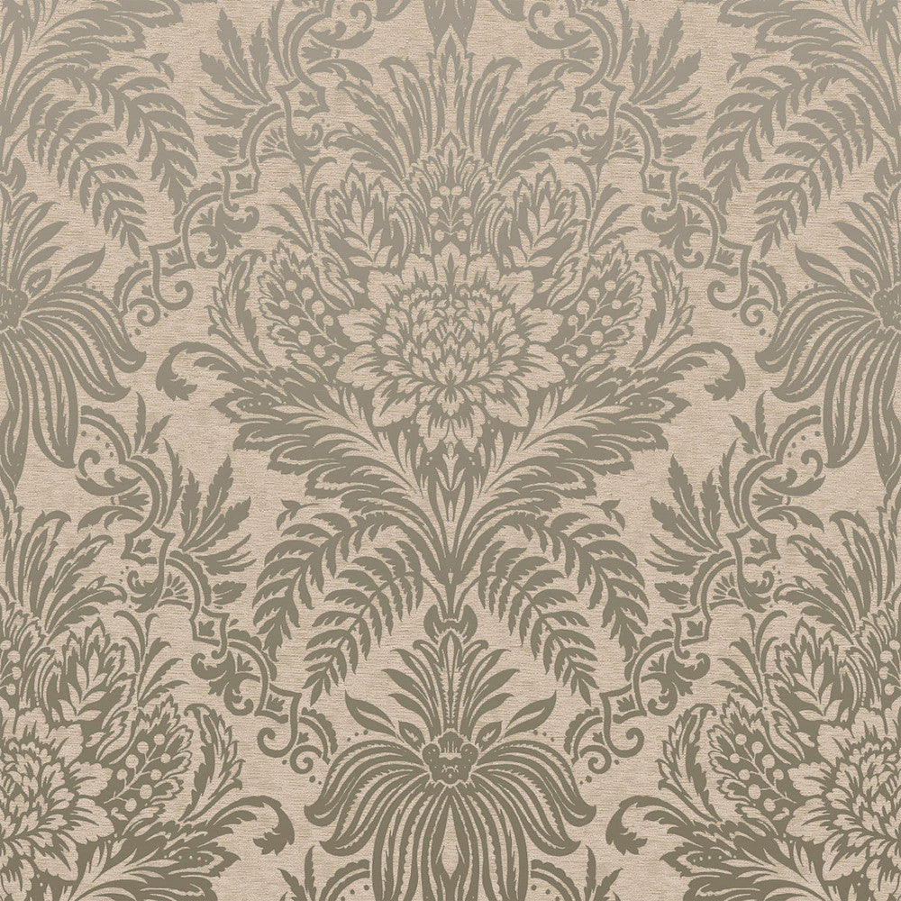 Signature Beige Damask Wallpaper by Crown CWV Covers about 56.4 square feet 20.5-in by 33-ft long roll Unpasted 20.9 - Fabric Carolina -