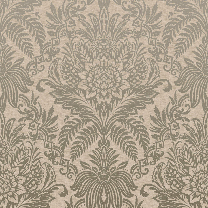 Signature Beige Damask Wallpaper by Crown CWV Covers about 56.4 square feet 20.5-in by 33-ft long roll Unpasted 20.9 - Fabric Carolina -