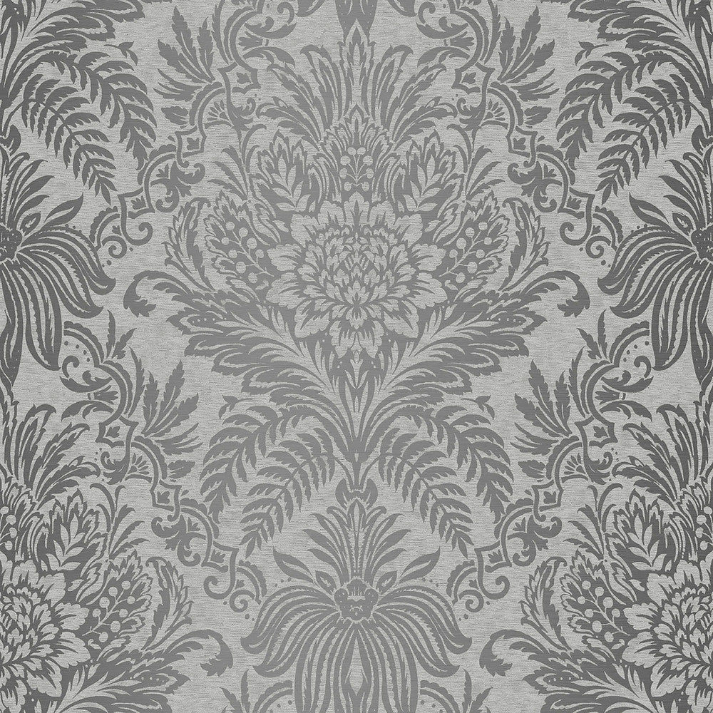 Signature Grey Damask Wallpaper by Crown CWV Covers about 56.4 square feet 20.5-in by 33-ft long roll Unpasted 20.9 - Fabric Carolina -