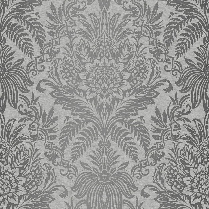 Signature Grey Damask Wallpaper by Crown CWV Covers about 56.4 square feet 20.5-in by 33-ft long roll Unpasted 20.9 - Fabric Carolina -