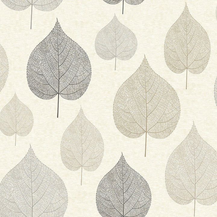 Quest Charcoal Leaf Wallpaper by Crown CWV Covers about 56.4 square feet 20.5-in by 33-ft long roll Unpasted 20.9 - Fabric Carolina -