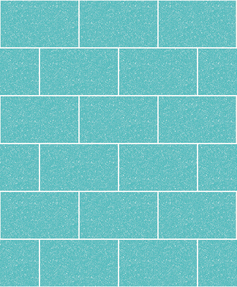 Joan Aqua Tile Wallpaper by Crown CWV Covers about 56.4 square feet 20.5-in by 33-ft long roll Unpasted 25.2 - Fabric Carolina -