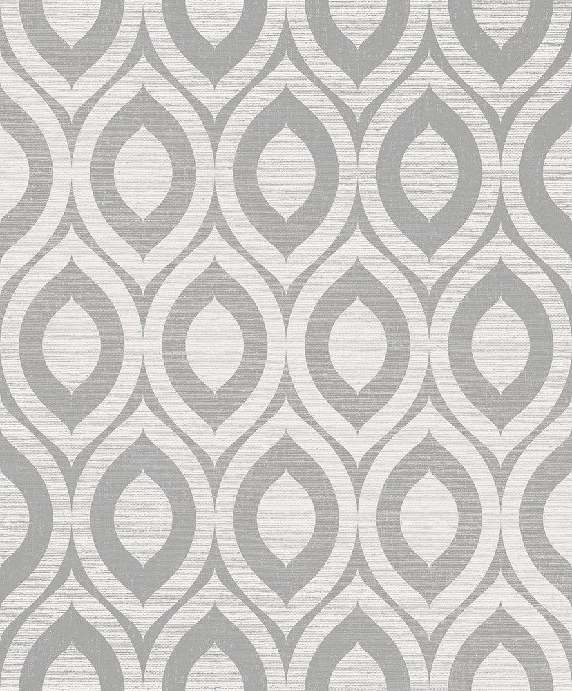 Rimini Grey Geometric Wallpaper by Crown CWV Covers about 56.4 square feet 20.5-in by 33-ft long roll Unpasted 25.2 - Fabric Carolina -