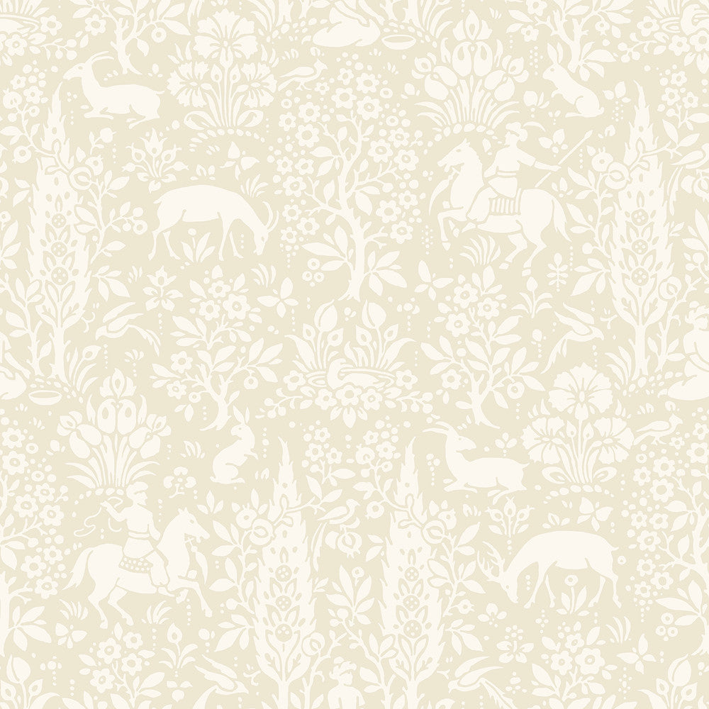 Sherwood Cream Woodland Wallpaper by Crown CWV Covers about 56.4 square feet 20.5-in by 33-ft long roll Unpasted 20.9 - Fabric Carolina -