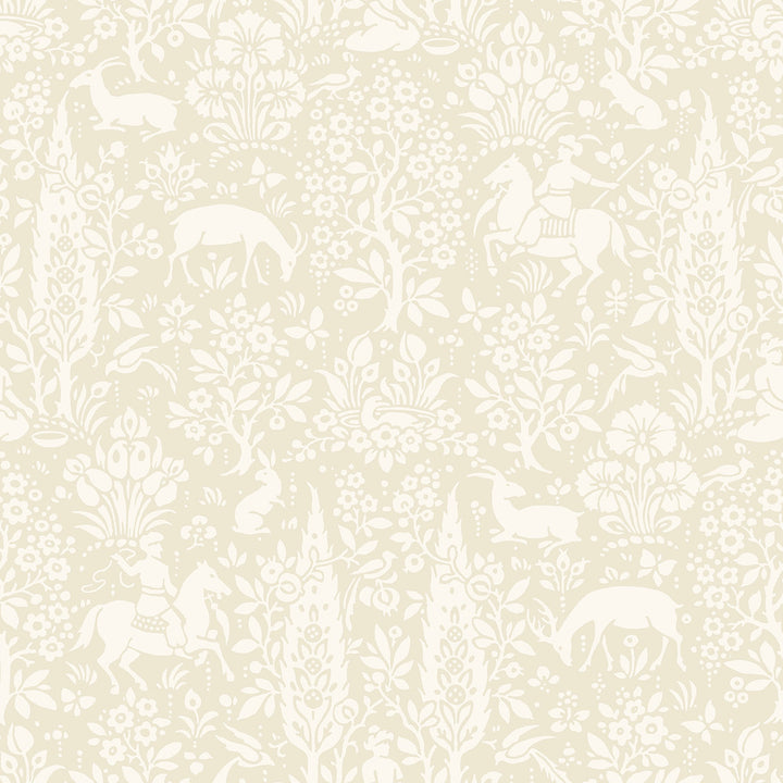 Sherwood Cream Woodland Wallpaper by Crown CWV Covers about 56.4 square feet 20.5-in by 33-ft long roll Unpasted 20.9 - Fabric Carolina -
