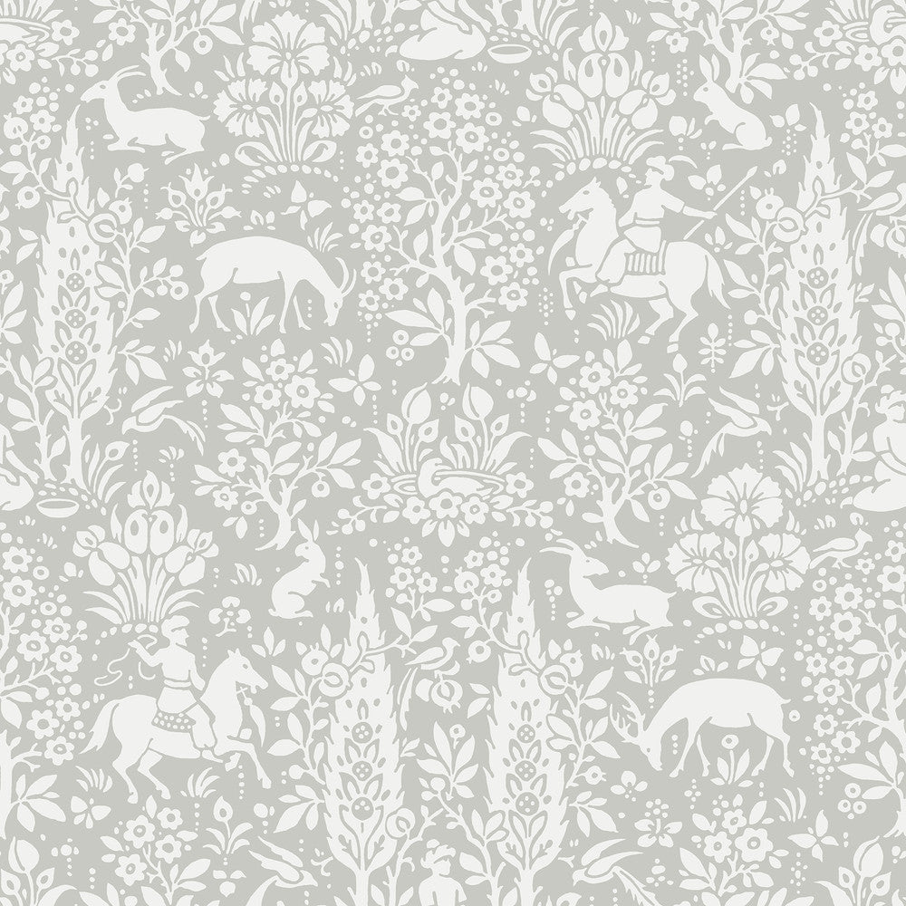 Sherwood Light Grey Woodland Wallpaper by Crown CWV Covers about 56.4 square feet 20.5-in by 33-ft long roll Unpasted 20.9 - Fabric Carolina -