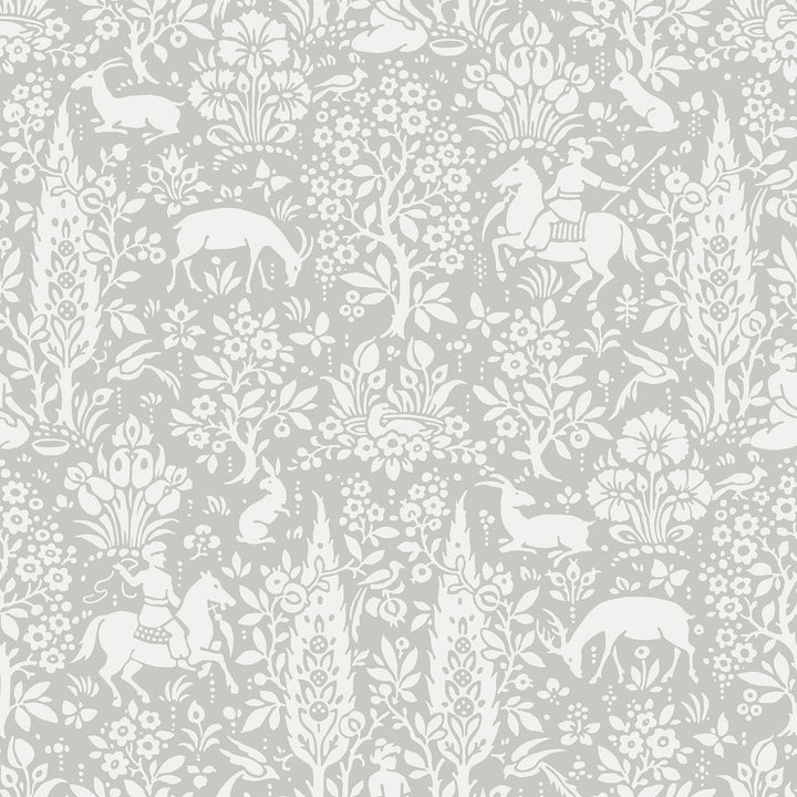 Sherwood Light Grey Woodland Wallpaper by Crown CWV Covers about 56.4 square feet 20.5-in by 33-ft long roll Unpasted 20.9 - Fabric Carolina -