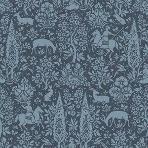 Sherwood Dark Blue Woodland Wallpaper by Crown