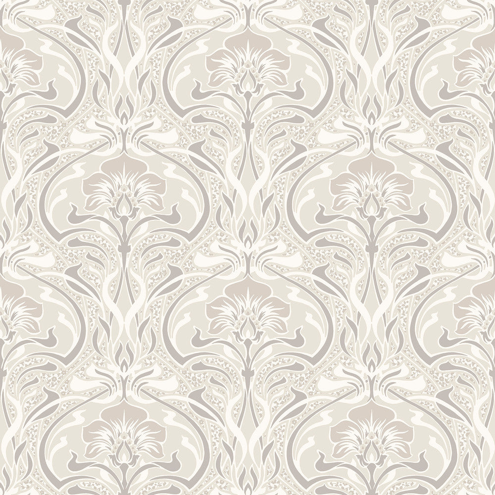Donovan Cream Nouveau Floral Wallpaper by Crown CWV Covers about 56.4 square feet 20.5-in by 33-ft long roll Unpasted 20.9 - Fabric Carolina -