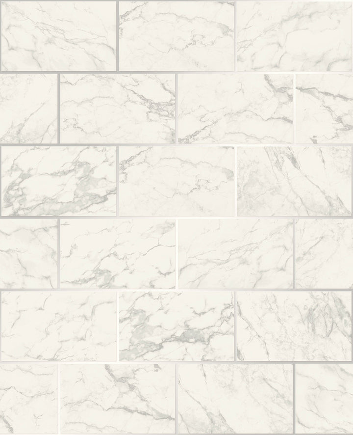 Mirren Off White Marble Subway Tile Wallpaper by Crown CWV Covers about 56.4 square feet 20.5-in by 33-ft long roll Unpasted 25.2 - Fabric Carolina -