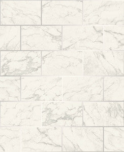 Mirren Off White Marble Subway Tile Wallpaper by Crown