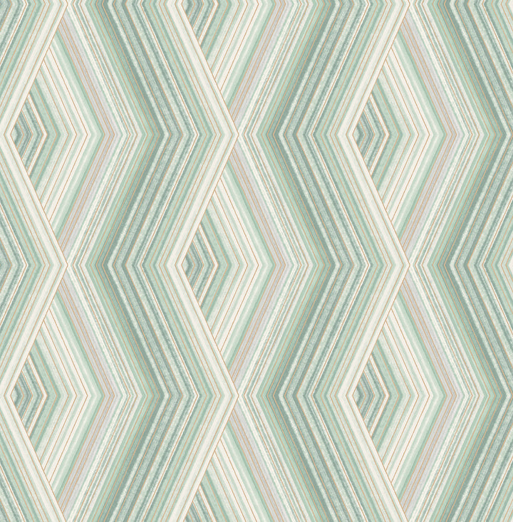 Aura Green Geometric Wallpaper by Fine Decor Medley Covers about 56.4 square feet Great Britain Unpasted 20.5-in repeat, drop match 20.5-in by 33-ft long roll - Fabric Carolina -
