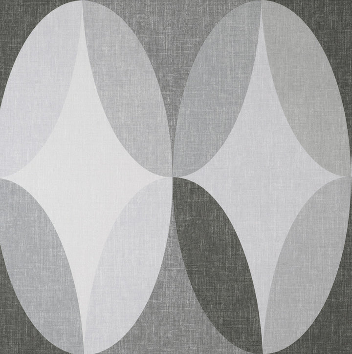 Kirby Charcoal Oval Geo Wallpaper by Fine Decor Medley Covers about 57.4 square feet Great Britain Unpasted 20.86-in repeat, straight match 20.86-in by 33-ft long roll - Fabric Carolina -