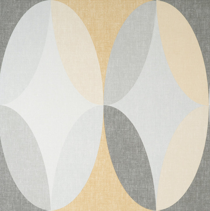 Kirby Mustard Oval Geo Wallpaper by Fine Decor Medley Covers about 57.4 square feet Great Britain Unpasted 20.86-in repeat, straight match 20.86-in by 33-ft long roll - Fabric Carolina -