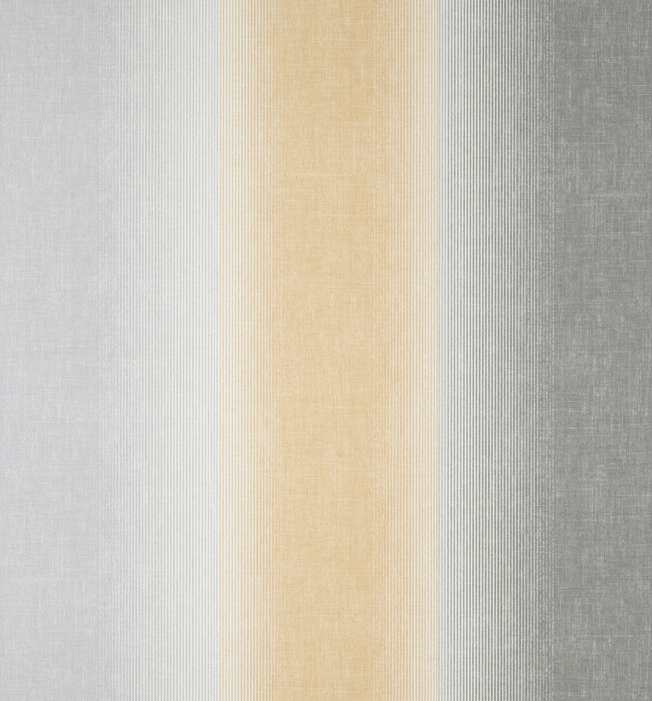 Kirby Mustard Stripe Wallpaper by Fine Decor Medley Covers about 57.4 square feet Great Britain Unpasted No repeat, random match 20.86-in by 33-ft long roll - Fabric Carolina -