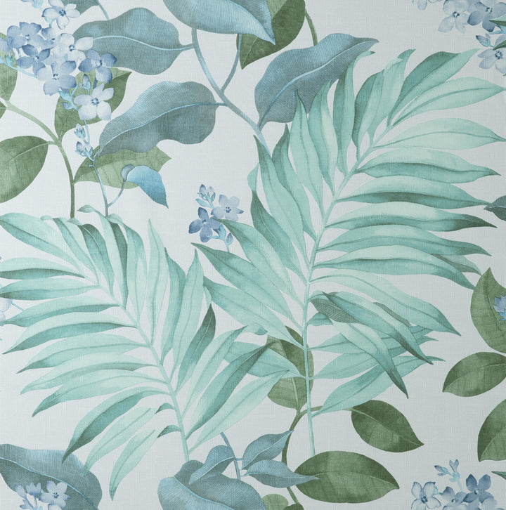 Eden Grey Tropical Wallpaper by Fine Decor Medley Covers about 57.4 square feet Great Britain Unpasted 20.86-in repeat, drop match 20.86-in by 33-ft long roll - Fabric Carolina -