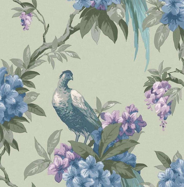 Golden Sage Floral Wallpaper by Brewster Archive Collection Covers about 56.4 square feet 20.5-in by 33-ft long roll Unpasted 21 - Fabric Carolina -