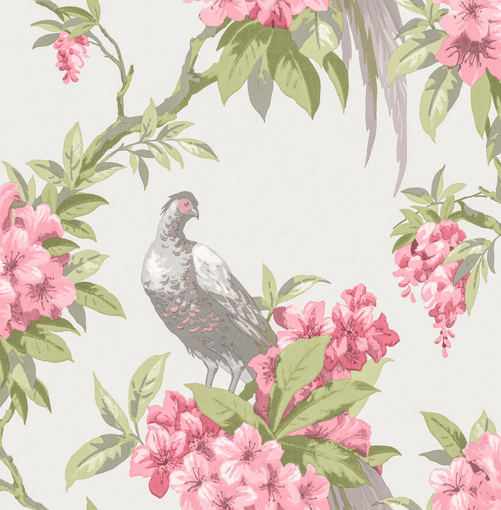 Golden Pheasant Rose Floral Wallpaper by Brewster Archive Collection Covers about 56.4 square feet 20.5-in by 33-ft long roll Unpasted 21 - Fabric Carolina -
