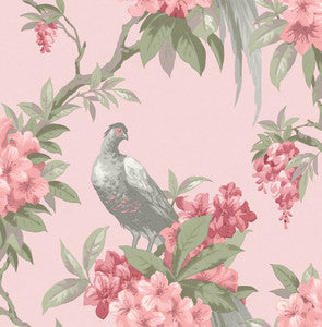 Golden Pink Floral Wallpaper by Brewster