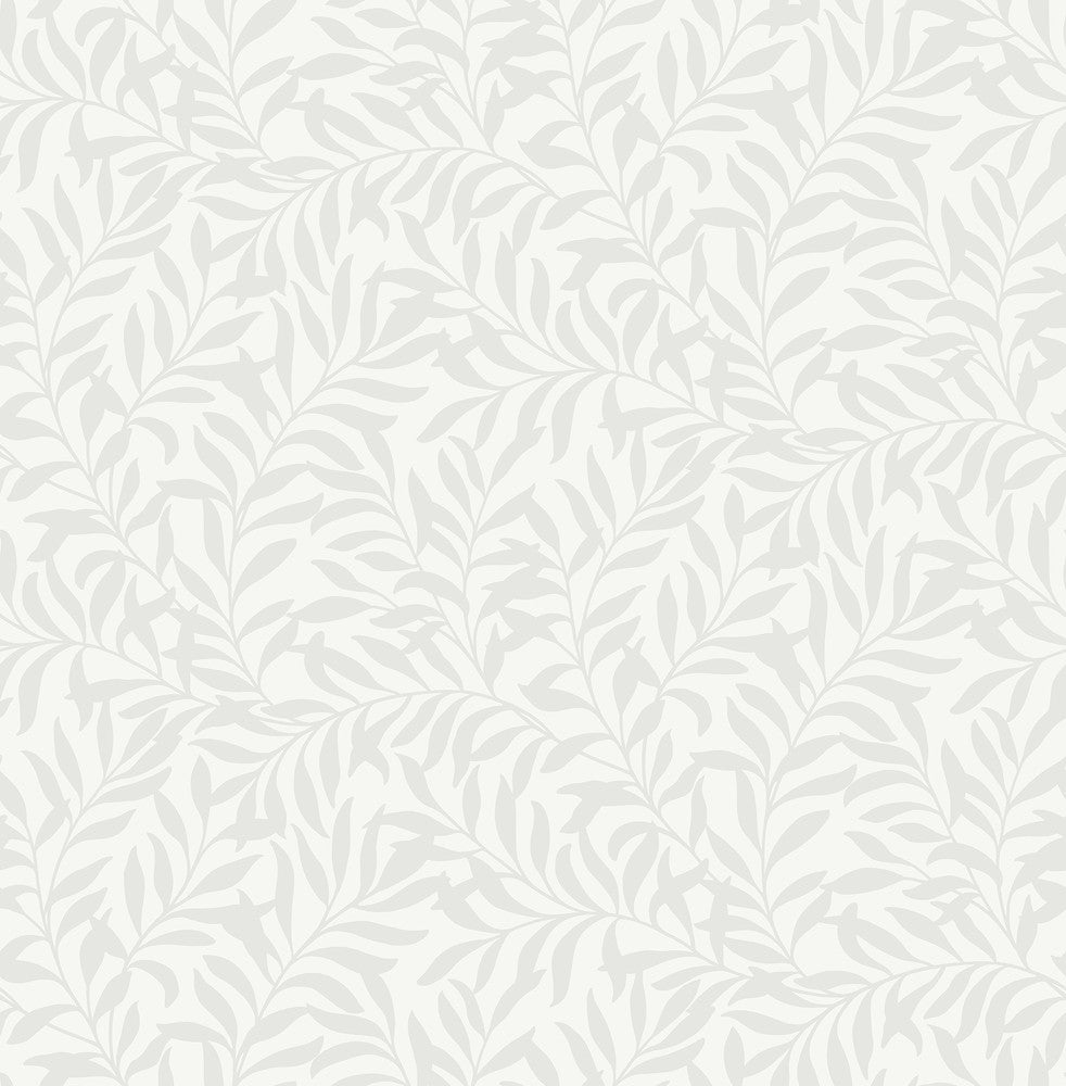 Salix Silver Leaf Wallpaper by Brewster Archive Collection Covers about 56.4 square feet 20.5-in by 33-ft long roll Unpasted 21 - Fabric Carolina -