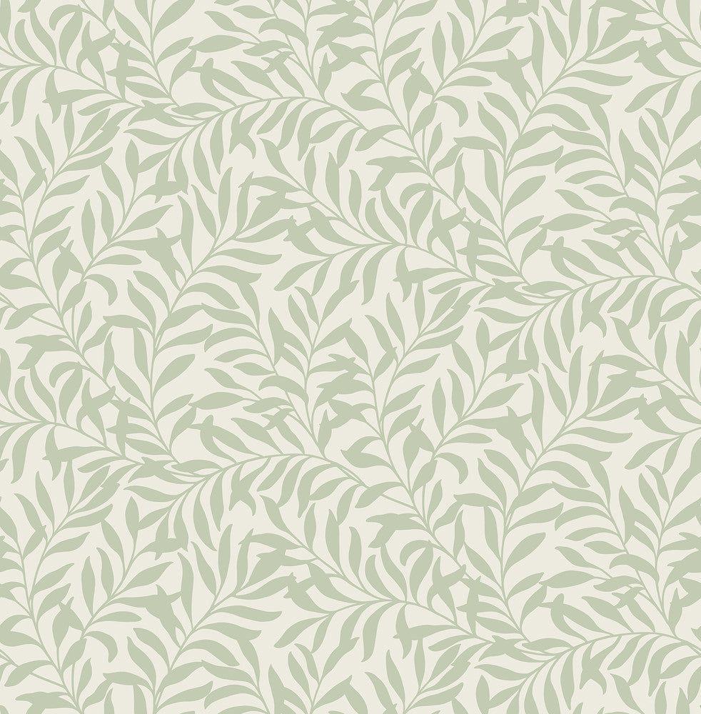 Salix Sage Leaf Wallpaper by Brewster Archive Collection Covers about 56.4 square feet 20.5-in by 33-ft long roll Unpasted 21 - Fabric Carolina -