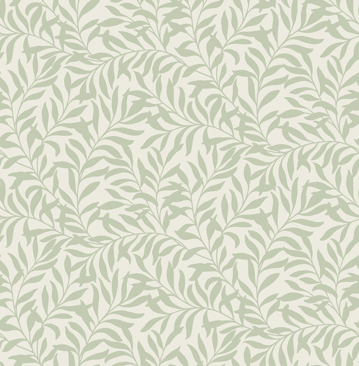 Salix Sage Leaf Wallpaper by Brewster Archive Collection Covers about 56.4 square feet 20.5-in by 33-ft long roll Unpasted 21 - Fabric Carolina -
