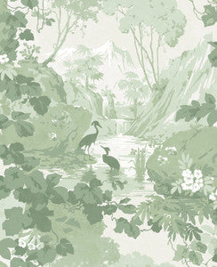 Eden Sage Crane Lagoon Wallpaper by Brewster