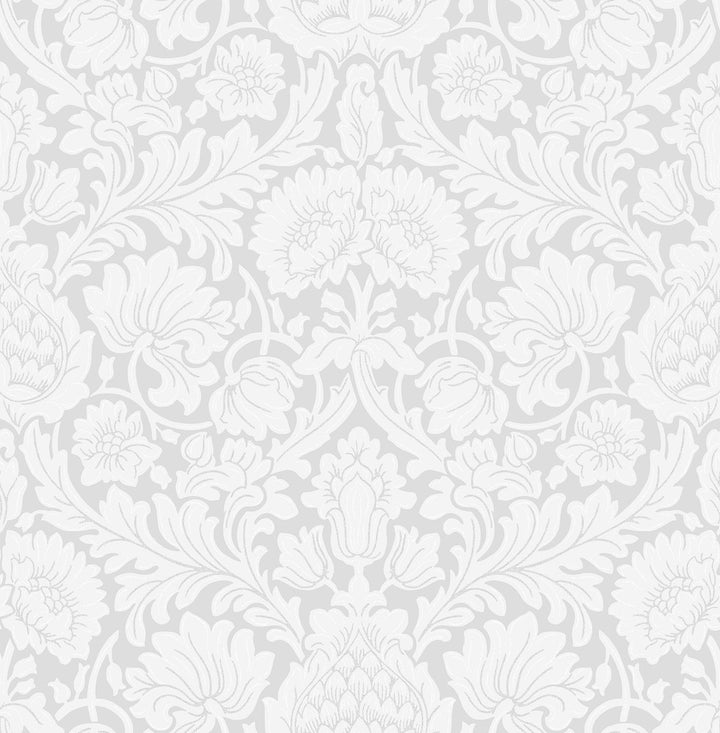 Bamburg Grey Floral Wallpaper by Brewster Archive Collection Covers about 56.4 square feet 20.5-in by 33-ft long roll Unpasted 21 - Fabric Carolina -