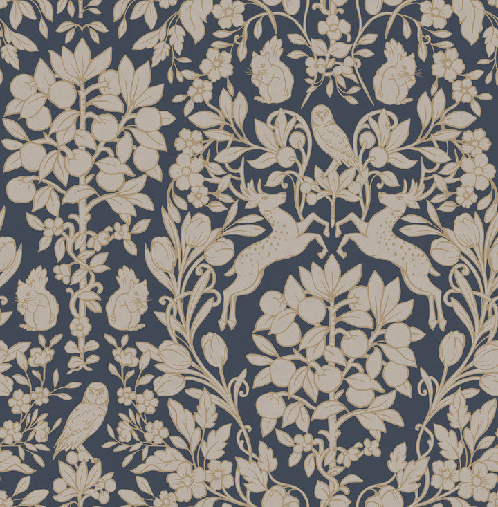 Richmond Blue Floral Wallpaper by Brewster Archive Collection Covers about 56.4 square feet 20.5-in by 33-ft long roll Unpasted 21 - Fabric Carolina -