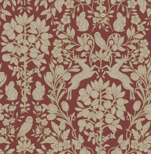 Richmond Maroon Floral Wallpaper by Brewster