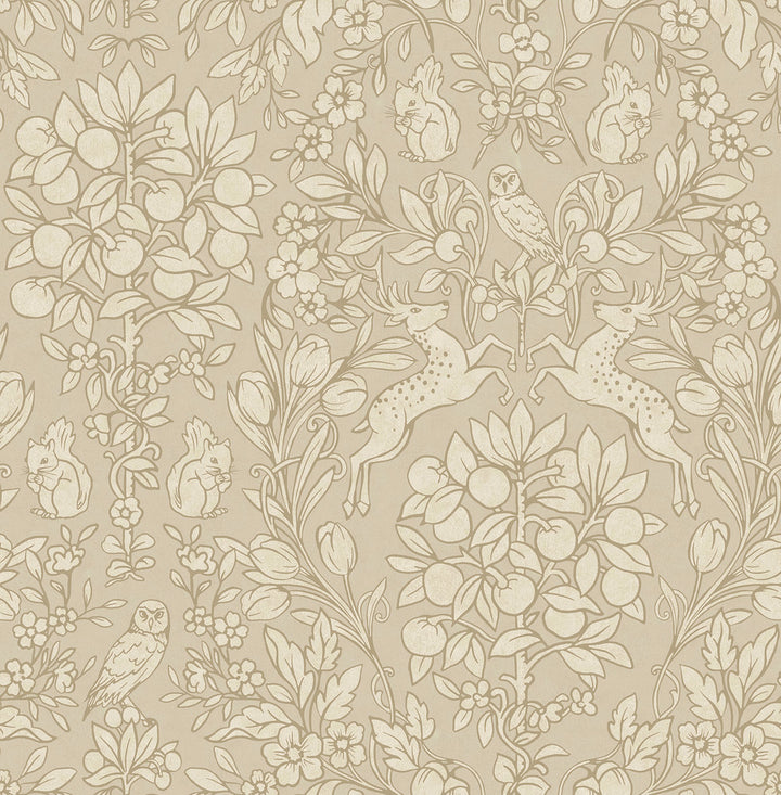 Richmond Taupe Floral Wallpaper by Brewster Archive Collection Covers about 56.4 square feet 20.5-in by 33-ft long roll Unpasted 21 - Fabric Carolina -
