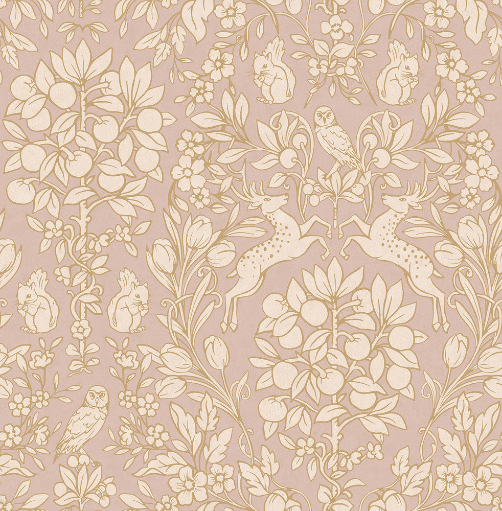 Richmond Pink Floral Wallpaper by Brewster Archive Collection Covers about 56.4 square feet 20.5-in by 33-ft long roll Unpasted 21 - Fabric Carolina -