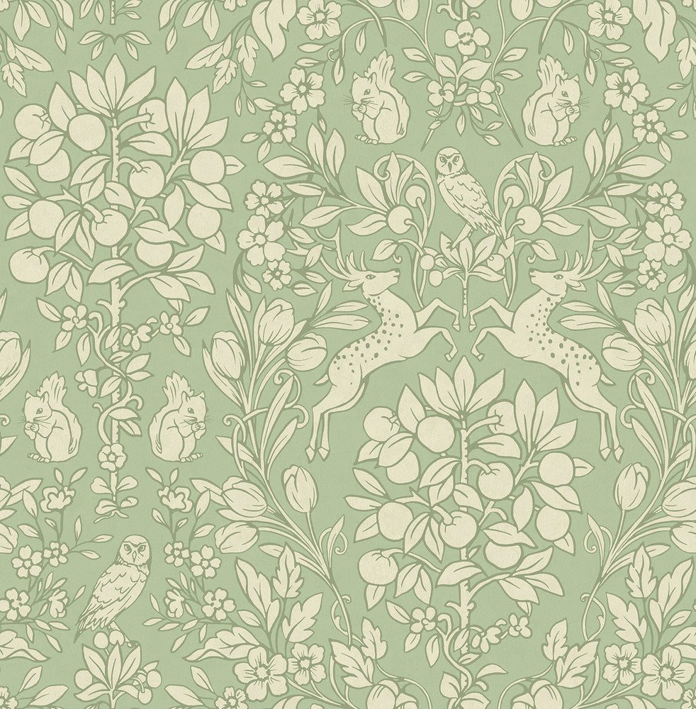 Richmond Sage Floral Wallpaper by Brewster Archive Collection Covers about 56.4 square feet 20.5-in by 33-ft long roll Unpasted 21 - Fabric Carolina -