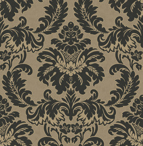 Windsor Black Damask Wallpaper by Brewster
