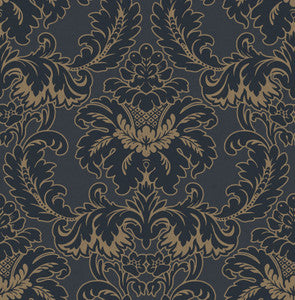 Windsor Blue Damask Wallpaper by Brewster