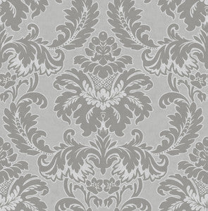 Windsor Grey Damask Wallpaper by Brewster