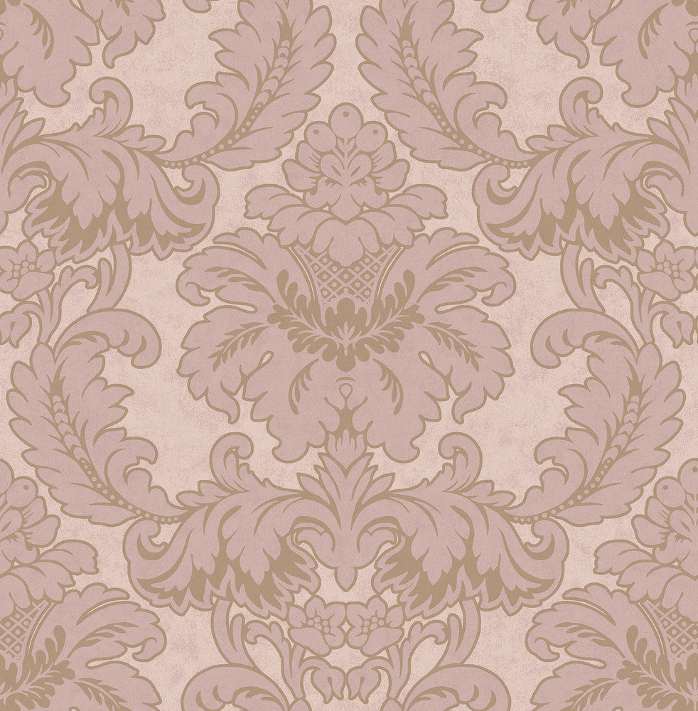 Windsor Pink Damask Wallpaper by Brewster Archive Collection Covers about 56.4 square feet 20.5-in by 33-ft long roll Unpasted 21 - Fabric Carolina -