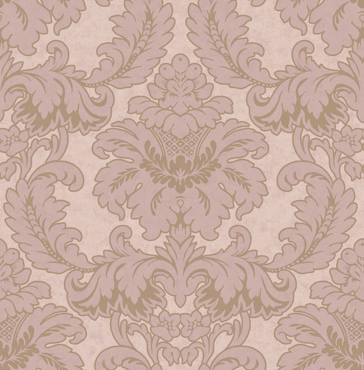 Windsor Pink Damask Wallpaper by Brewster Archive Collection Covers about 56.4 square feet 20.5-in by 33-ft long roll Unpasted 21 - Fabric Carolina -