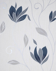 Synergy Navy Floral Wallpaper by Fine Decor