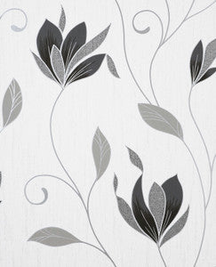 Synergy Black Floral Wallpaper by Fine Decor