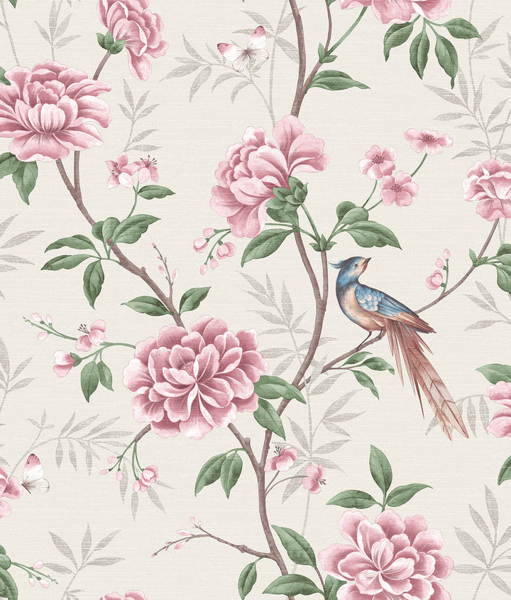 Akina Cream Floral Wallpaper by Fine Decor Medley Covers about 56.4 square feet Great Britain Unpasted 24-in repeat, drop match 20.5-in by 33-ft long roll - Fabric Carolina -